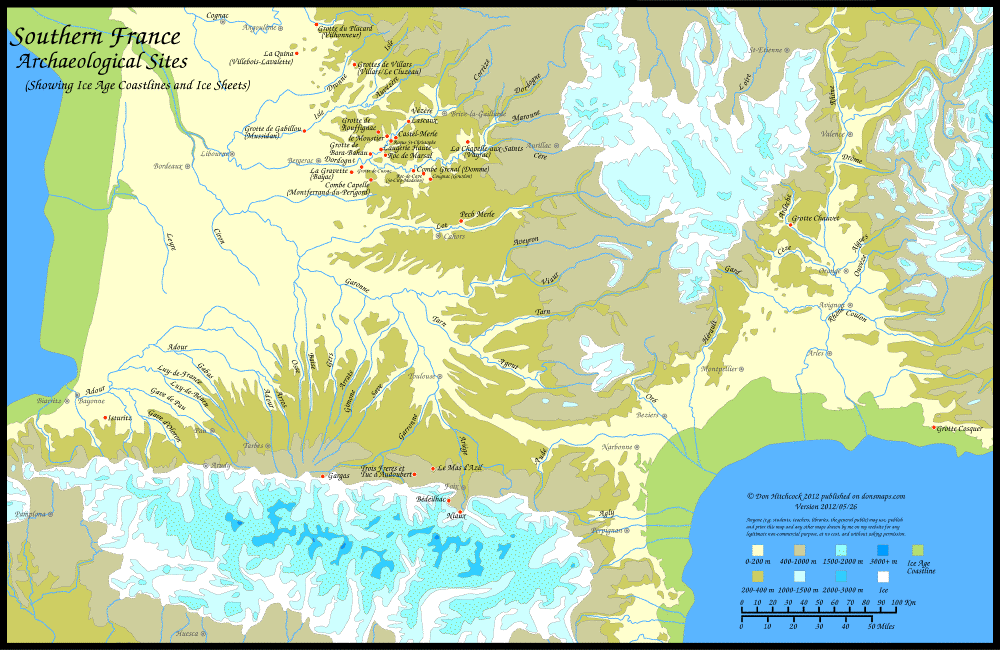 Archeological Sites Map in the South of France from Don's Maps