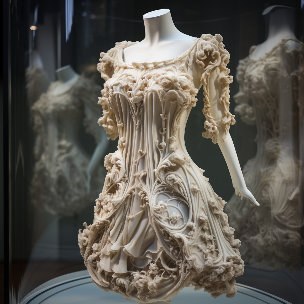 Midjourney imaginative renderings of Mary's dress in Michelangelo's St. Peter's Pieta
